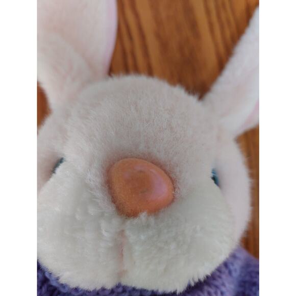 Sugarloaf Bunny Plush Stuffed Animal w/ Purple Knit Sweater & Tulip Flower - Picture 3 of 9